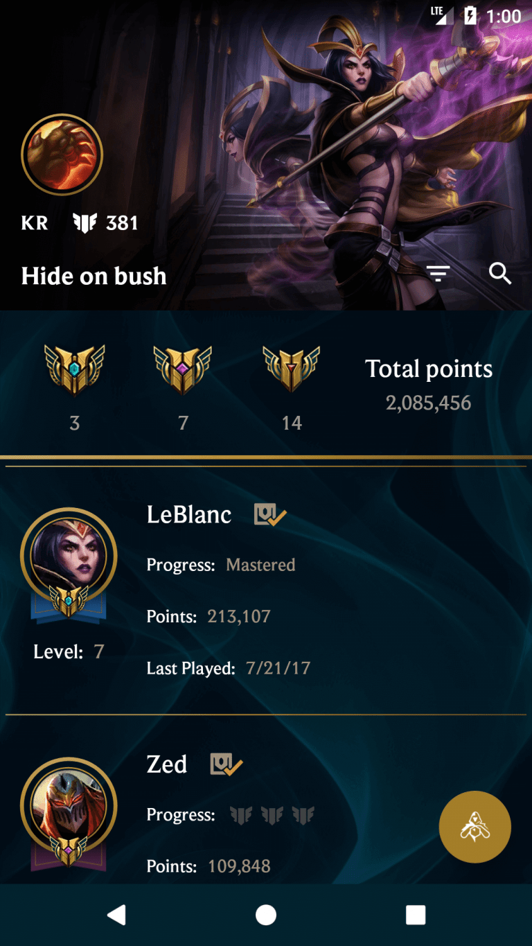 LoL Mastery and Chest LoL Mastery & Chest